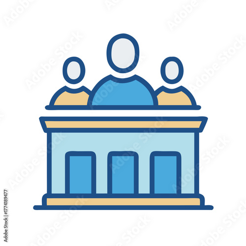 Stock illustration of court jury with blue and tan colors