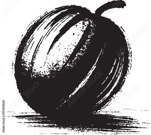 Sapodilla Fruit Illustration with Sumi-e Style Brush Strokes in