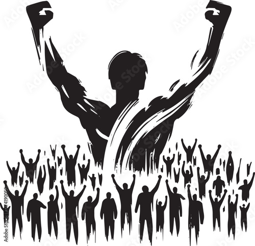 Stylized depiction of unity, leadership and collective demonstra