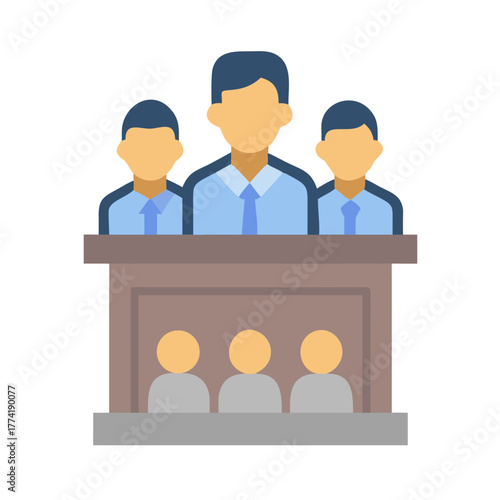 Vector illustration of a panel discussion event scene
