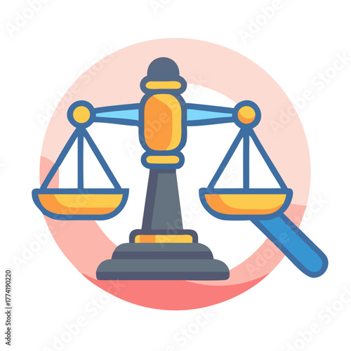 Stylized justice scales icon representing fairness and legal balance