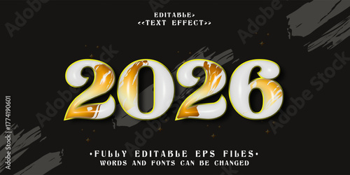 3d white 2026 text effect.typhography logo