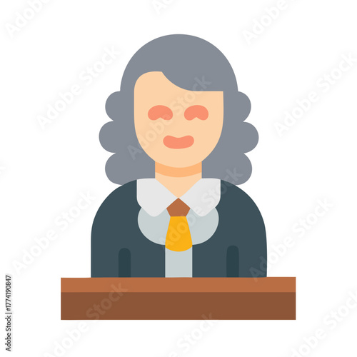 Cartoon judge graphic for legal themes and representation
