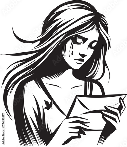 Heartbreak Expressed: A Woman's Sorrowful Reaction to a Letter's