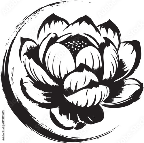 Ethereal Rafflesia Bloom: A Sumi-e Inspired Floral Depiction wit