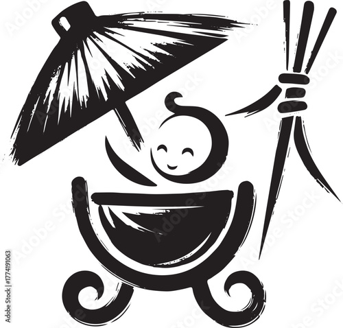 Stylized infant safety icon in minimalistic brushstroke illustra