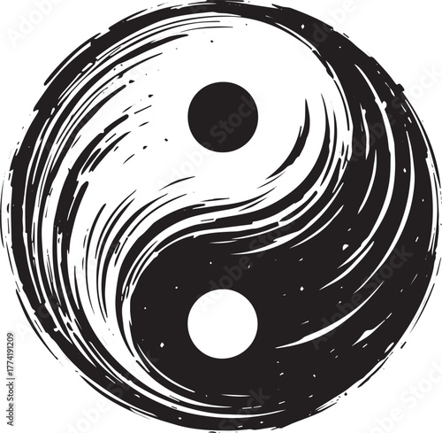 Abstract representation of Yin and Yang balance with expressive