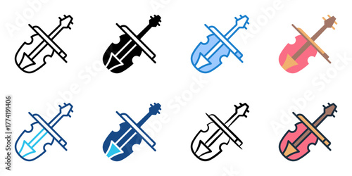 Violin icon set multiple style collection 
