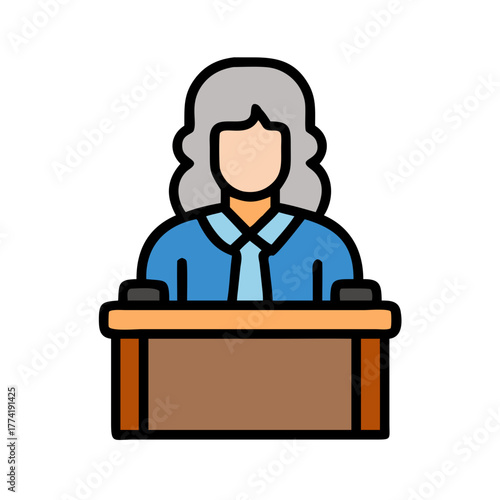 woman speaker behind podium, flat design clip art preview