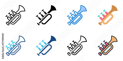 Trumpet icon set multiple style collection 
