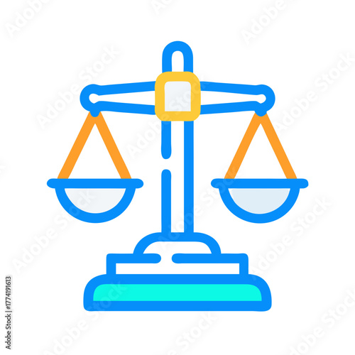 Stylized justice scales graphic depicting legal balance concept