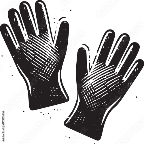 Protective Handwear Icon, Rubber Gloves Vector Illustration in I