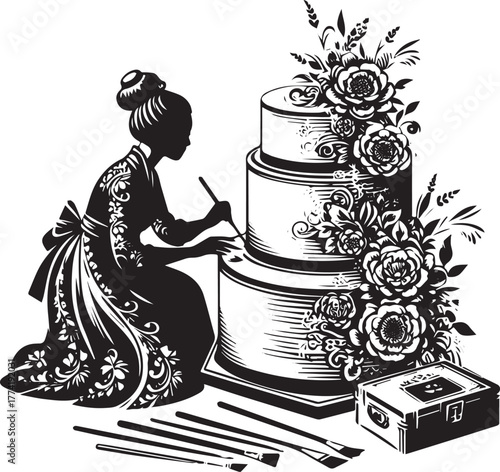 Elegance in edible art: A minimalist floral cake decoration in s