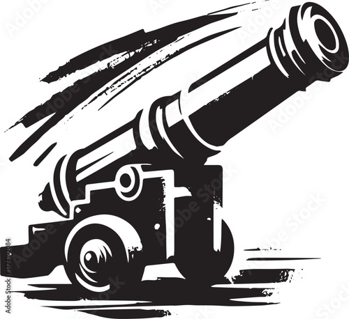 Illustrative Cannon in Brushstroke Style, Historical Artillery S