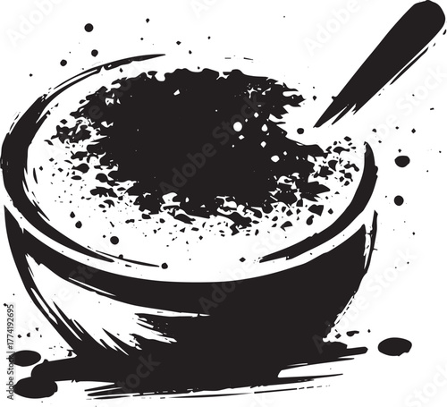 Monochrome Sumi-e Style Illustration of Cr