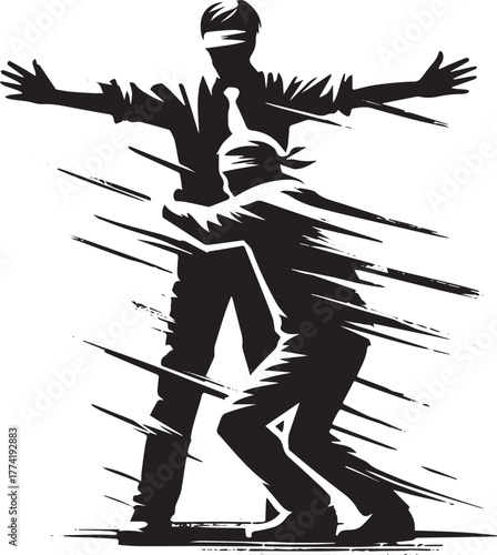 Abstract monochrome illustration of defense and protection in a