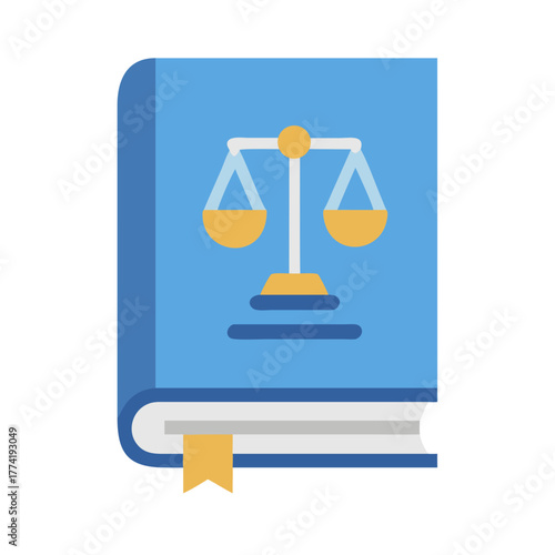 Law book with scales of justice icon illustration