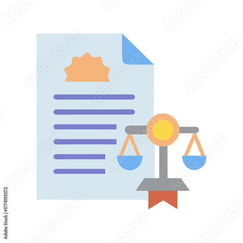 Legal Document and Scales of Justice Illustration for Law
