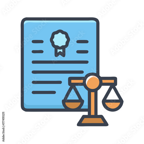 Scales of justice leaning on a document icon