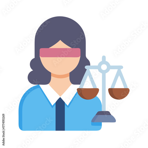 Lady Justice with Scales flat icon illustration design