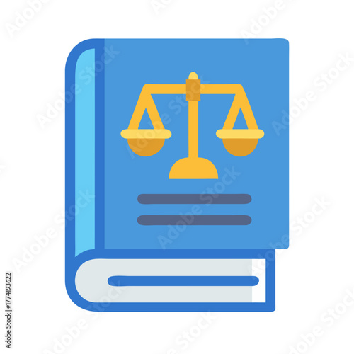 Illustration of a Law Book with the Scales of Justice