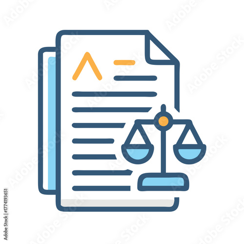 Legal document with scales icon for justice and law