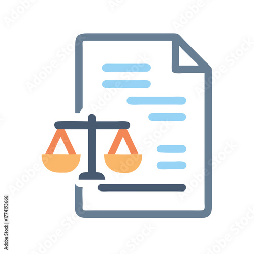 Legal document and scale represent law and justice concept