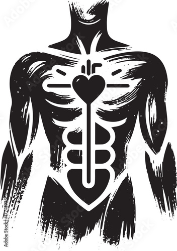 Abstract medical concept body icon in brushstroke minimalist sty