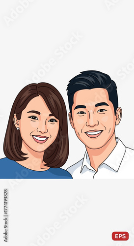 Ilustración vectorial de una joven mujer de negocios sonriente y segura con cabello castaño y traje formal.