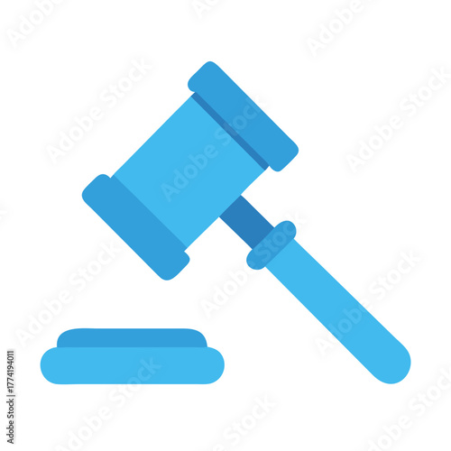 Minimalist blue gavel on a solid black background visual