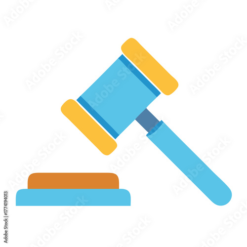 Flat design illustration of a gavel on a black background
