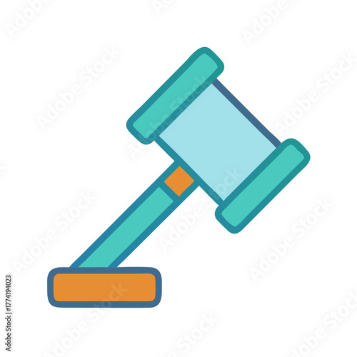 Stylized gavel illustration representing justice, law, and legality.
