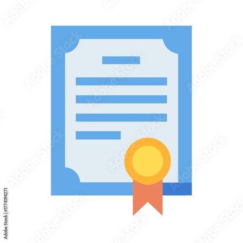 Certificate document illustration with ribbon for educational purpose