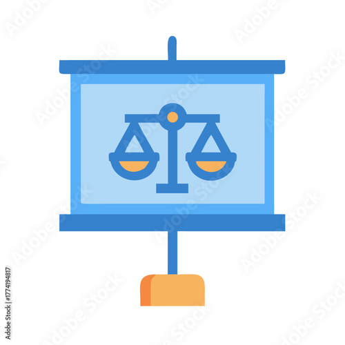 Scales of Justice on a stand in flat style