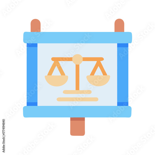 Scales of justice on a sign in a flat style