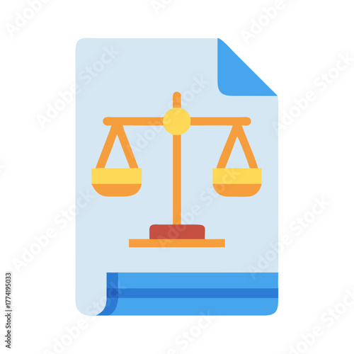 Scales of Justice flat vector icon on document page