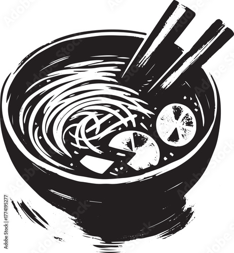 Elegant sumi-e illustration of a flavorful Mexican Pozole bowl i