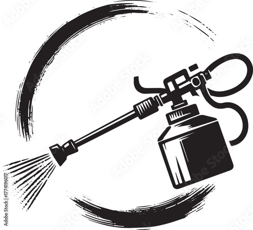 Elegant Garden Sprayer Illustration with Expressive Brushstroke