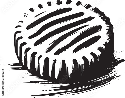 Monochrome sumi-e inspired illustration of shortbread cookie min