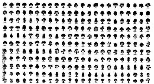 Ultimate Tree Silhouette Vector Collection — Detailed Simple Glyph Icons Set