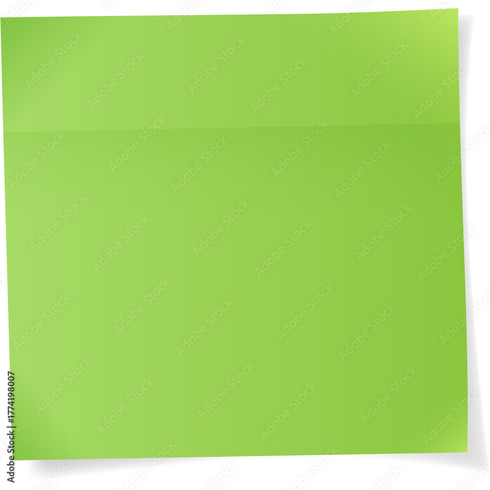 Fototapeta premium A Green Sticky Note With A Transparent Background And Subtle Shadows Presenting A Blank Space For Text Or Design Elements