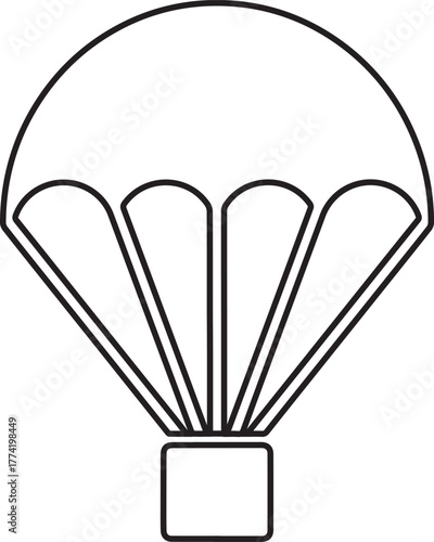 Parachute Icon Vector Silhouette: Safety, Sport, Adventure Gear, Aerial Activity on Transparent Background for Skydiving and Emergency Equipment