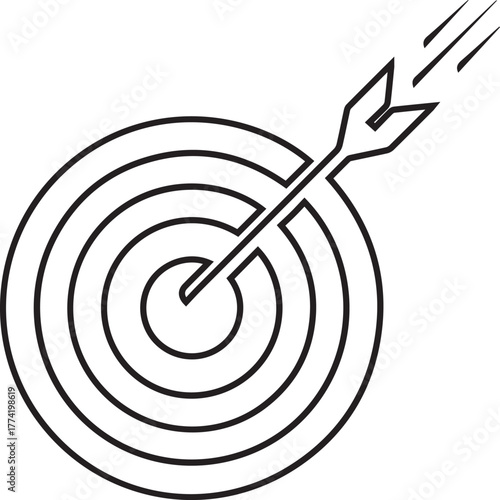 Target Achievement: Outline Illustration of Target Board with Arrow for Success Related Projects and Graphic Design Resources