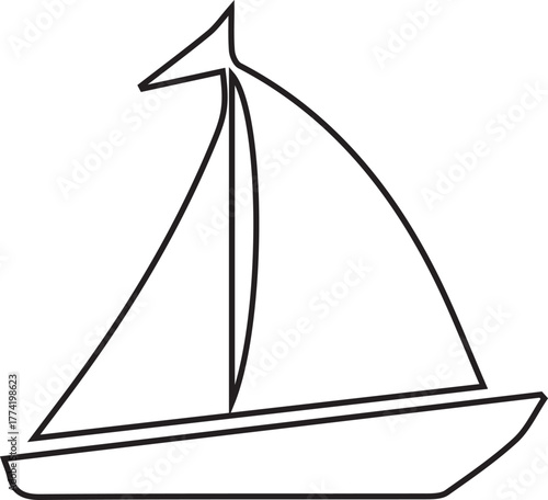 Nautical Adventure: Outline Illustration of Sailboat on Transparent Backdrop for Graphic Design and Maritime Themed Projects