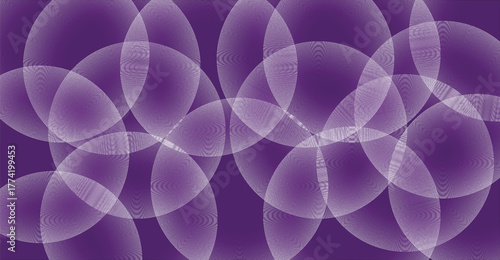 Overlapping translucent circles create a mesmerizing abstract design on a purple background.