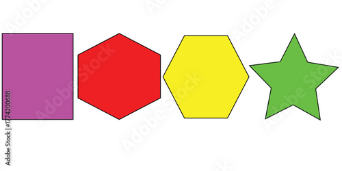 quadrangle, pentagon, hexagon, octagon icon. vector geometry pentagonal, hexagonal, octagonal polygon. five, six, eight sided polygon lines.