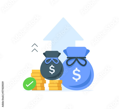 Compound interest, added value, financial investments stock market, future income growth