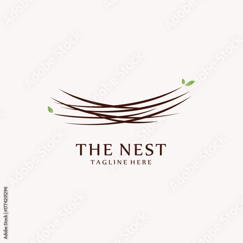 Bird Nest Logo Template Vector Illustration