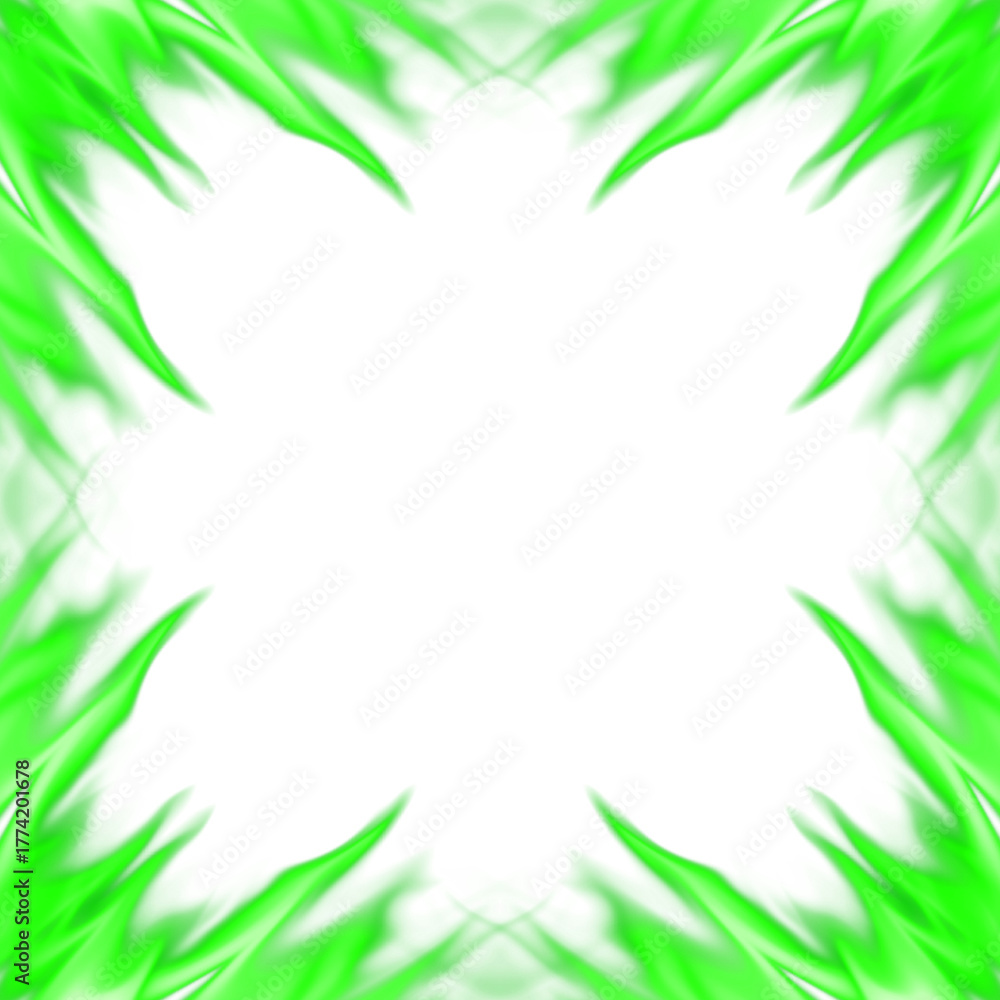 Fototapeta premium Abstract Green Smoke Flame Frame Border