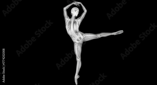 X-Ray Depiction of Ballerina Dancer Anatomical Structure for Medical Use